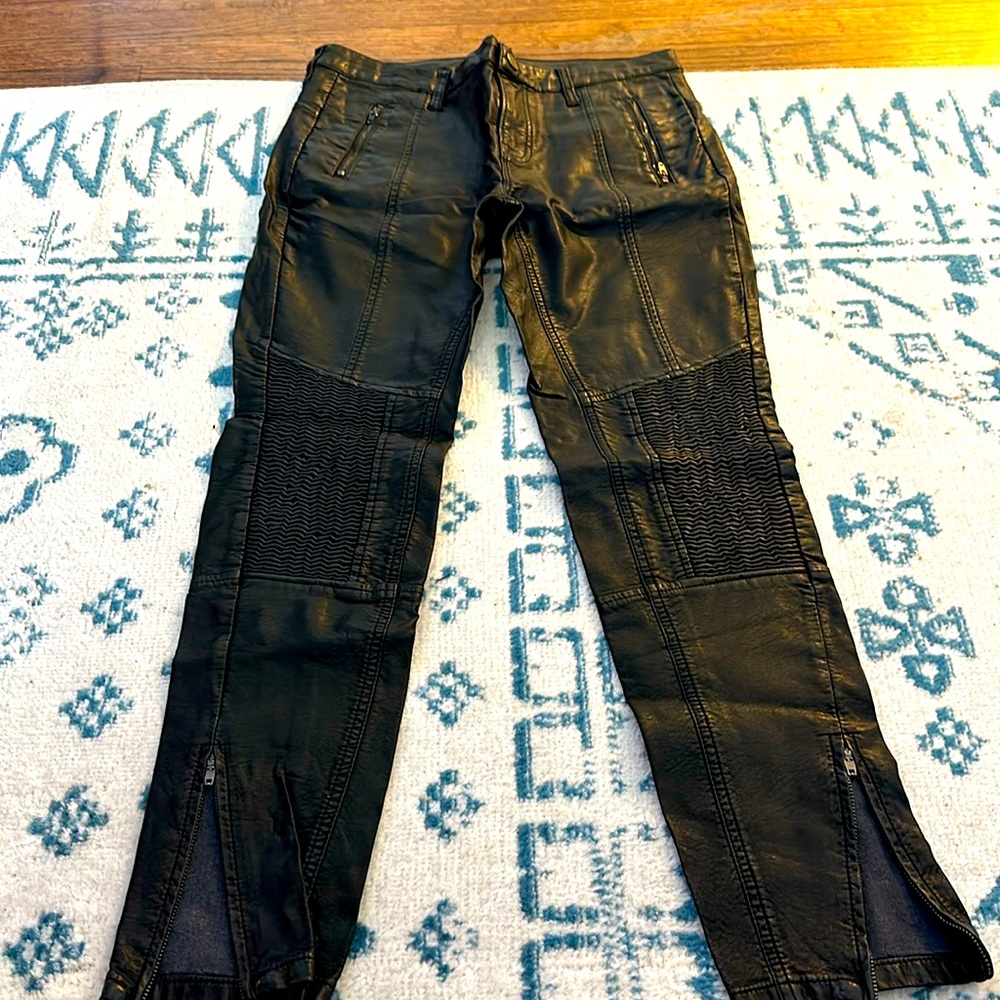 Silence + Noise faux leather moto style pants
